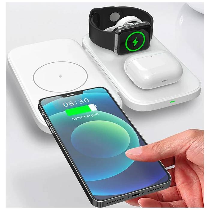 ALLY W66 15W 3 in1 Android + iPhone Taşınabilir Mini Kablosuz Hızlı Şarj Standı-(1903)