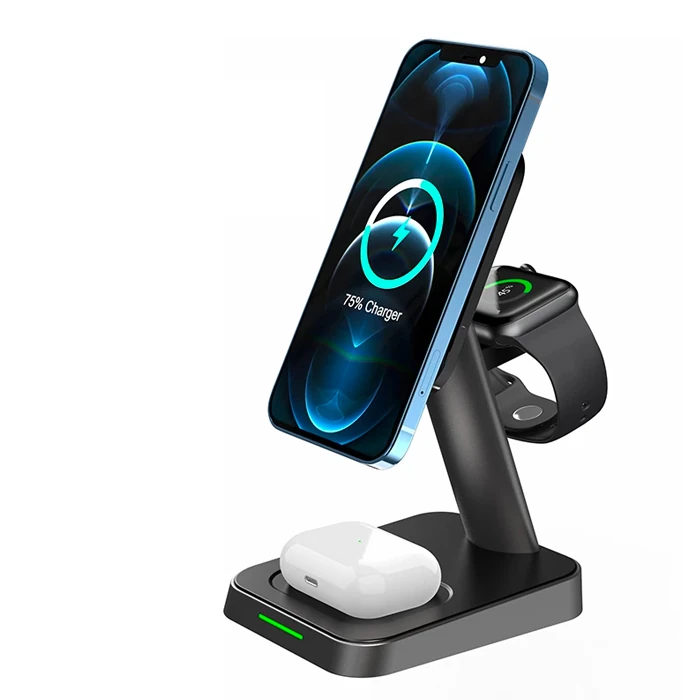 ALLY W68 15W 3in1 Manyetik ve Katlanabilir Portatif Masaüstü Kablosuz Şarj Standı-(1903)