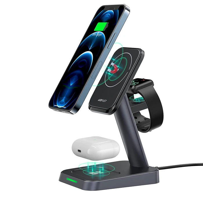 ALLY W68 15W 3in1 Manyetik ve Katlanabilir Portatif Masaüstü Kablosuz Şarj Standı-(1903)