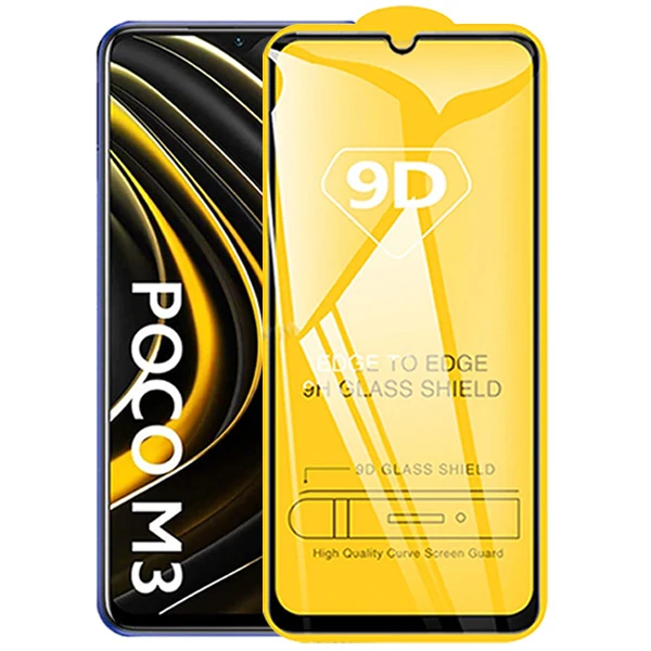 ALLY Xiaomi Poco M3  9D Full Glue Tempered Cam Ekran Koruyucu-(1903)