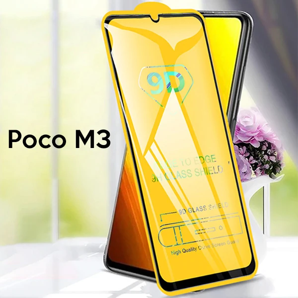 ALLY Xiaomi Poco M3  9D Full Glue Tempered Cam Ekran Koruyucu-(1903)