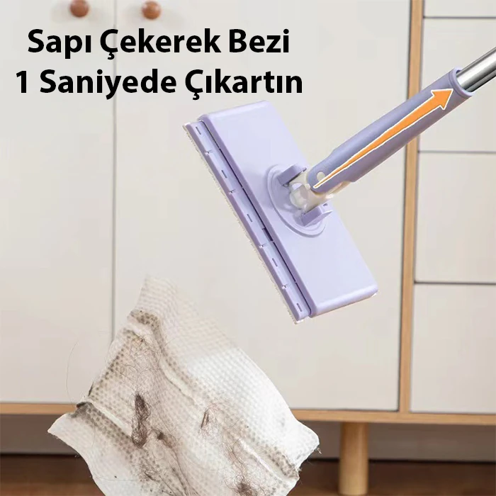 Ally Yüzey Temizlik Havlusu Kullan At Temizlik Bezi için Küçük Otomatik Mini Mop - 4Adet Bez Hediye-(1903)