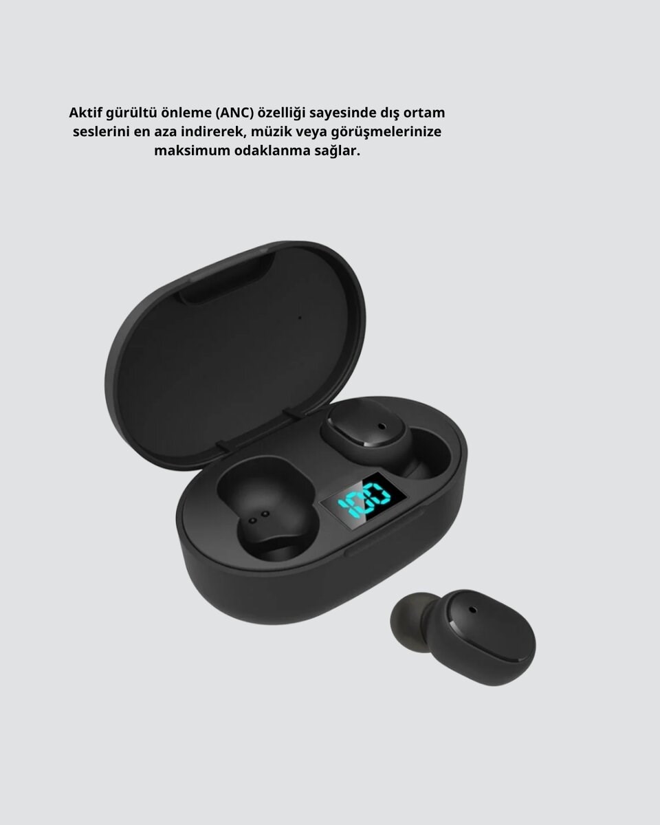 ANC Bluetooth Kulaklık – Suya ve Tere Dayanıklı, Uzun Pil Ömürlü, Mikrofonlu Kablosuz Kulaklık
