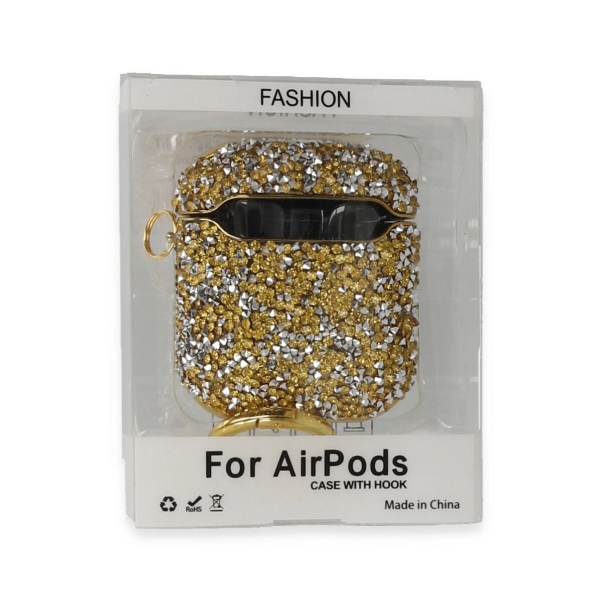 Apple Airpods 2 (2.nesil) Mira Taşlı Kılıf - Gold