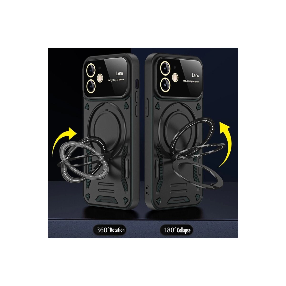 Apple İphone 11 Kılıf Joy Lens Standlı Kapak - Koyu Yeşil