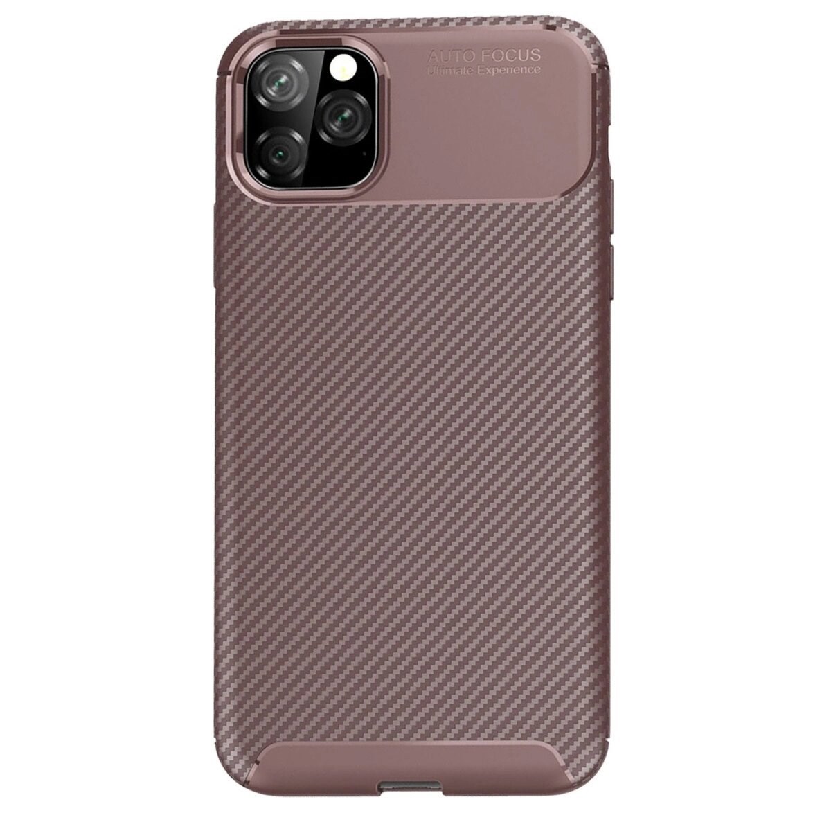 Apple İphone 11 Pro Kılıf Auto Focus Karbon Kapak - Kahverengi