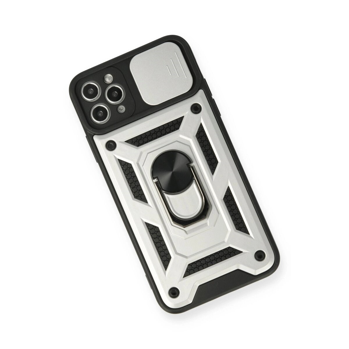 Apple İphone 11 Pro Kılıf Pars Lens Yüzüklü Silikon - Gümüş