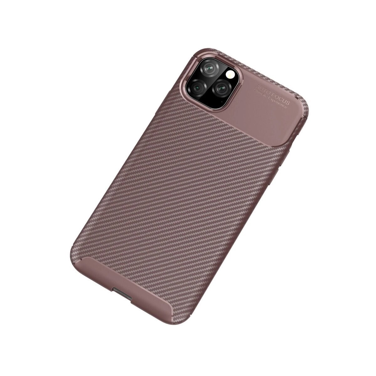Apple İphone 11 Pro Max Kılıf Auto Focus Karbon Kapak - Kahverengi