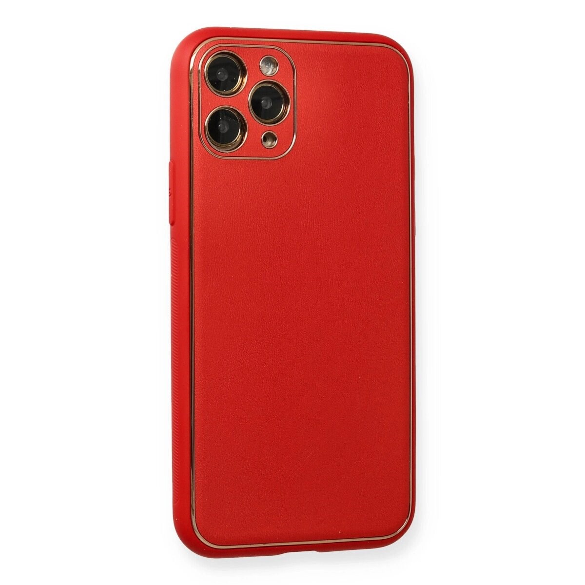 Apple İphone 11 Pro Max Kılıf Coco Deri Silikon Kapak - Kırmızı