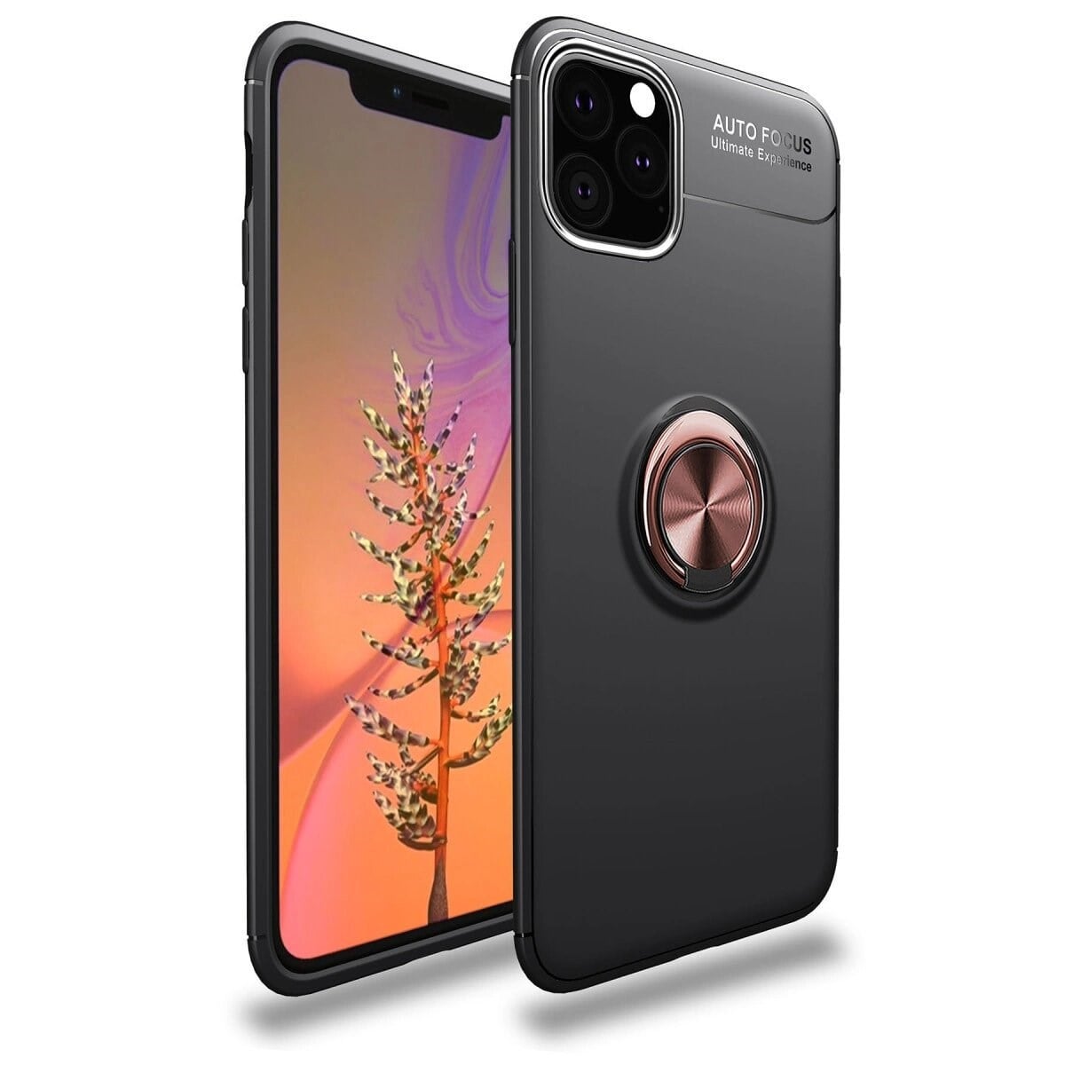 Apple İphone 11 Pro Max Kılıf Range Yüzüklü Silikon - Siyah-gold
