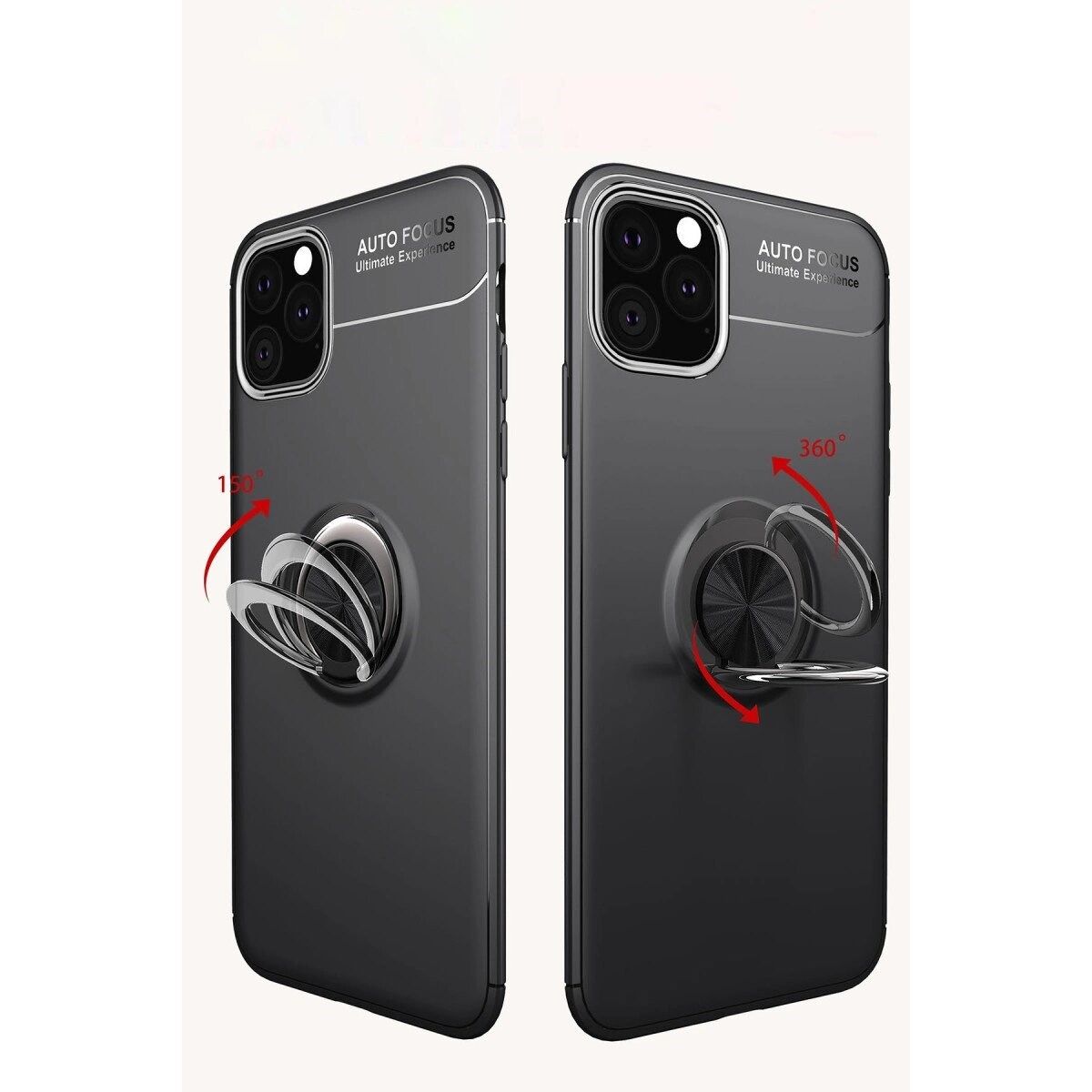 Apple İphone 11 Pro Max Kılıf Range Yüzüklü Silikon - Siyah-kırmızı