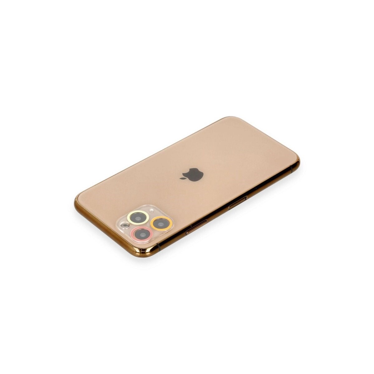 Apple İphone 11 Pro Max Renkli Kamera Lens Koruma Cam - Turuncu-kırmızı