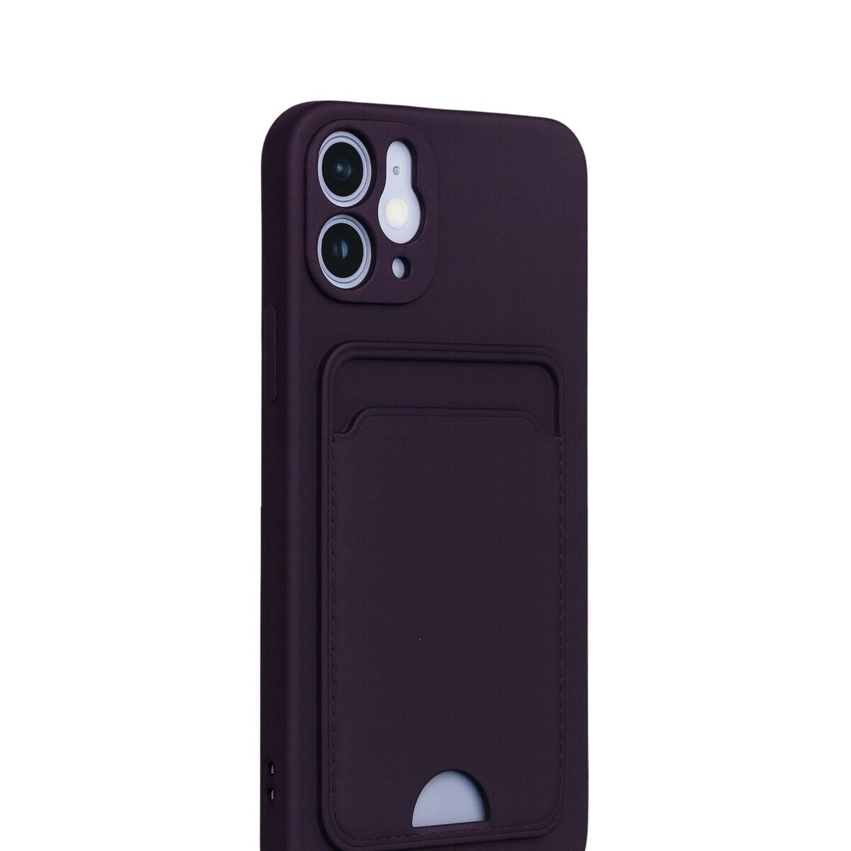 Apple İphone 12 Kılıf Kelvin Kartvizitli Silikon - Derin Mor