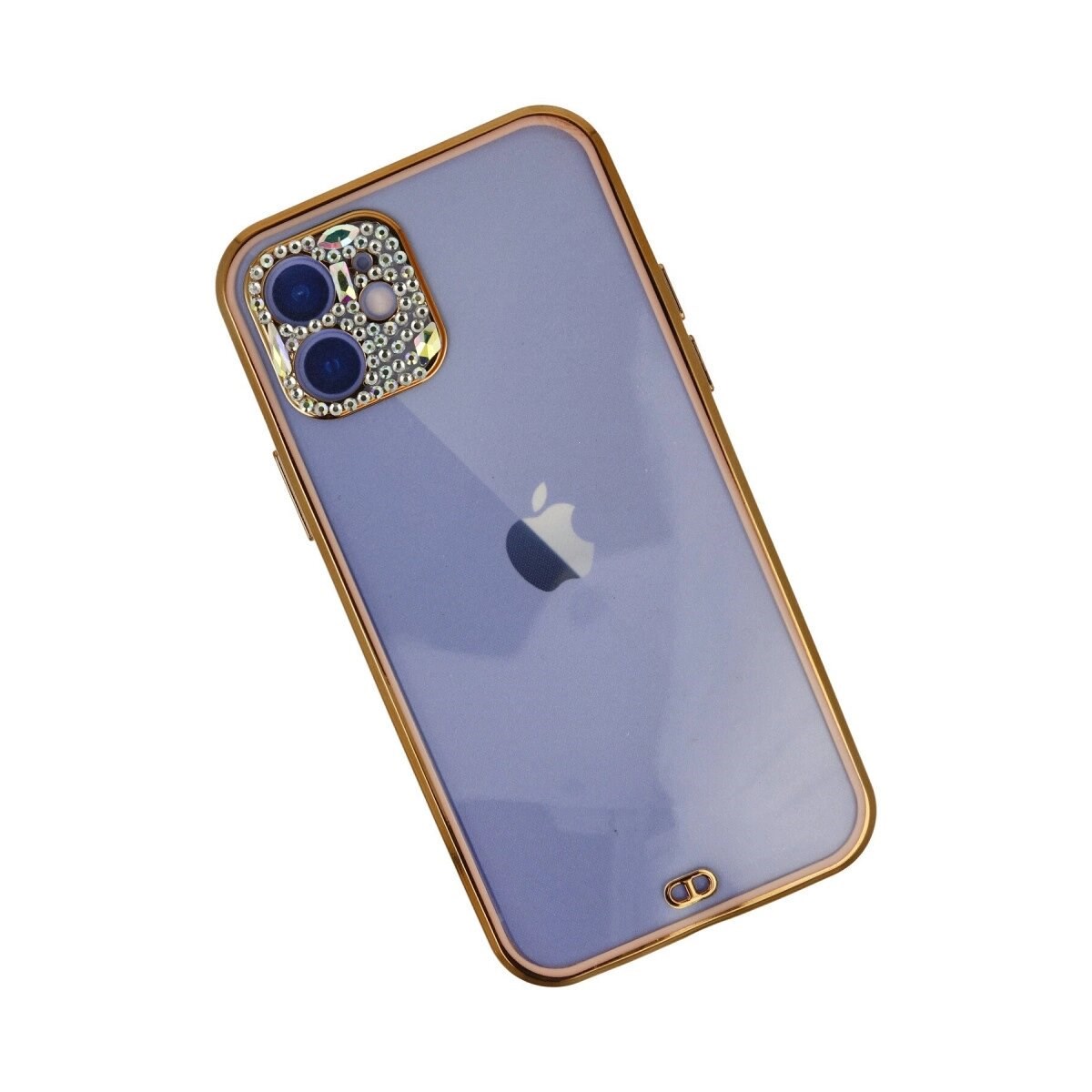 Apple İphone 12 Kılıf Liva Taşlı Silikon - Pembe
