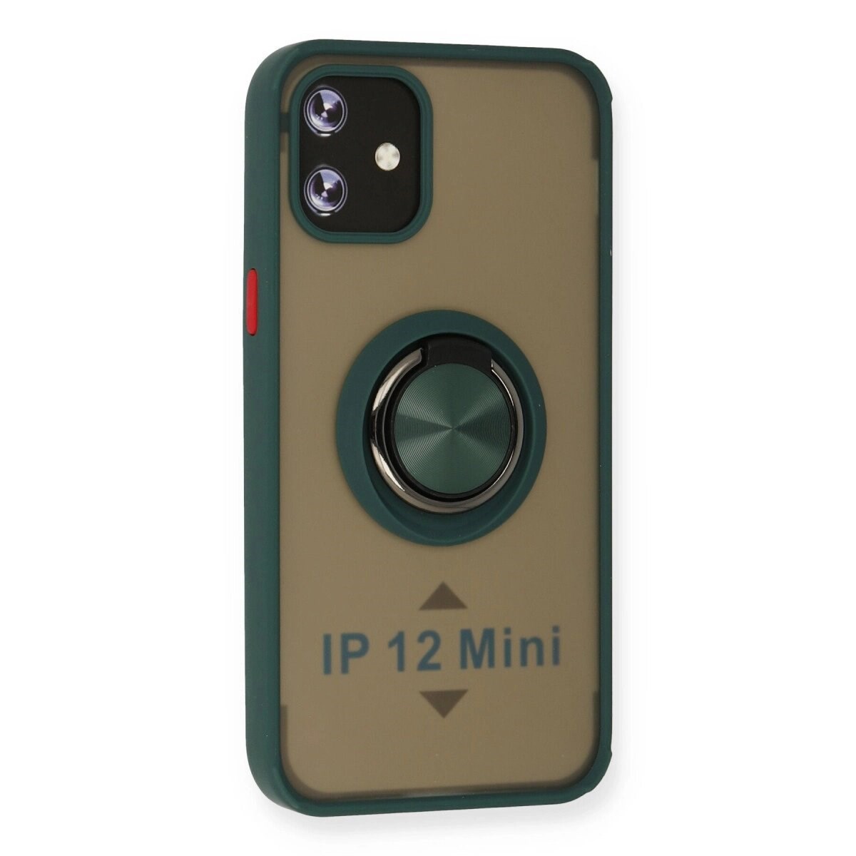 Apple İphone 12 Kılıf Montreal Yüzüklü Silikon Kapak - Yeşil