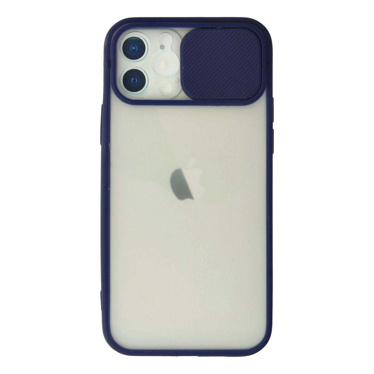 Apple İphone 12 Kılıf Palm Buzlu Kamera Sürgülü Silikon - Lacivert