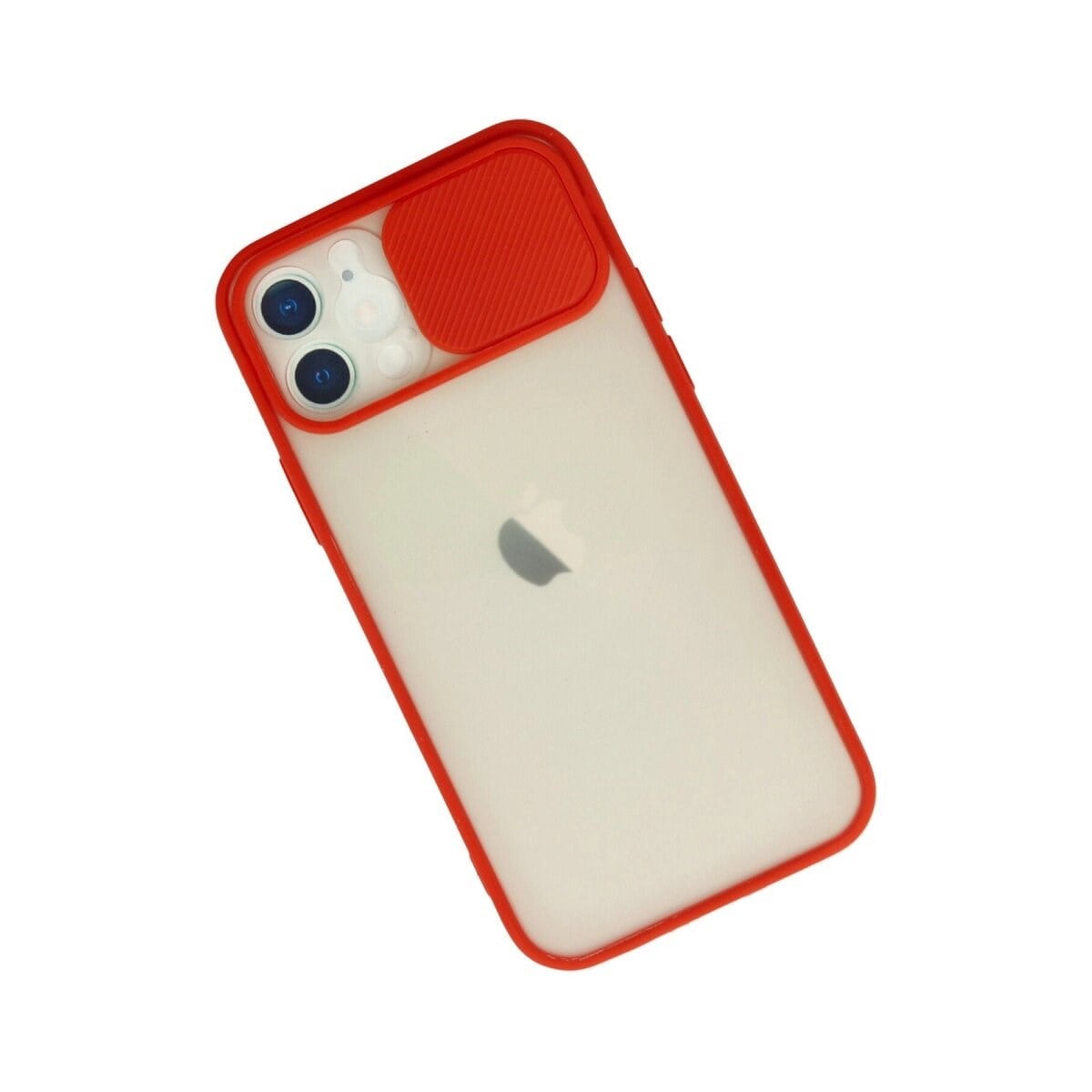 Apple İphone 12 Kılıf Palm Buzlu Kamera Sürgülü Silikon - Kırmızı