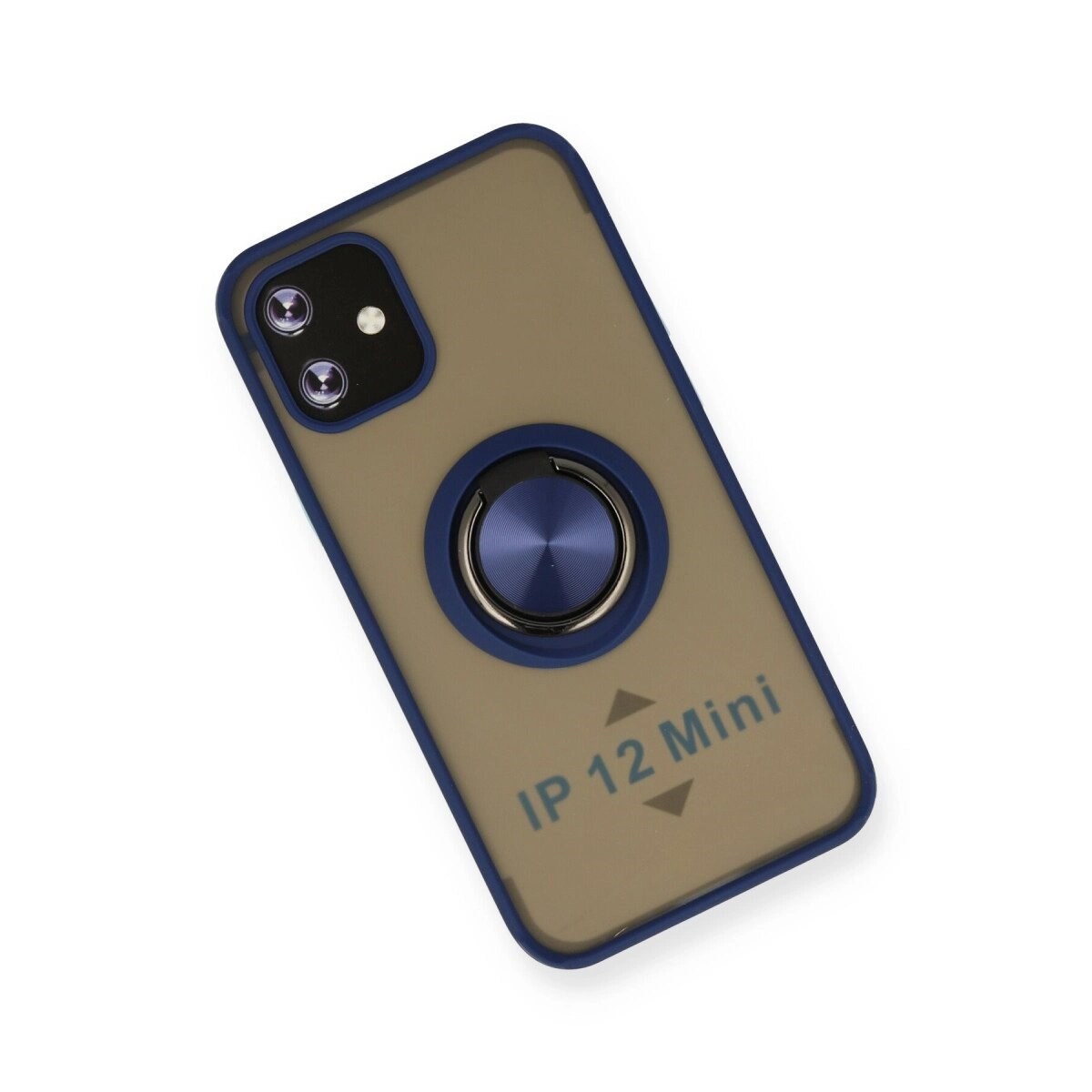 Apple İphone 12 Mini Kılıf Montreal Yüzüklü Silikon Kapak - Lacivert