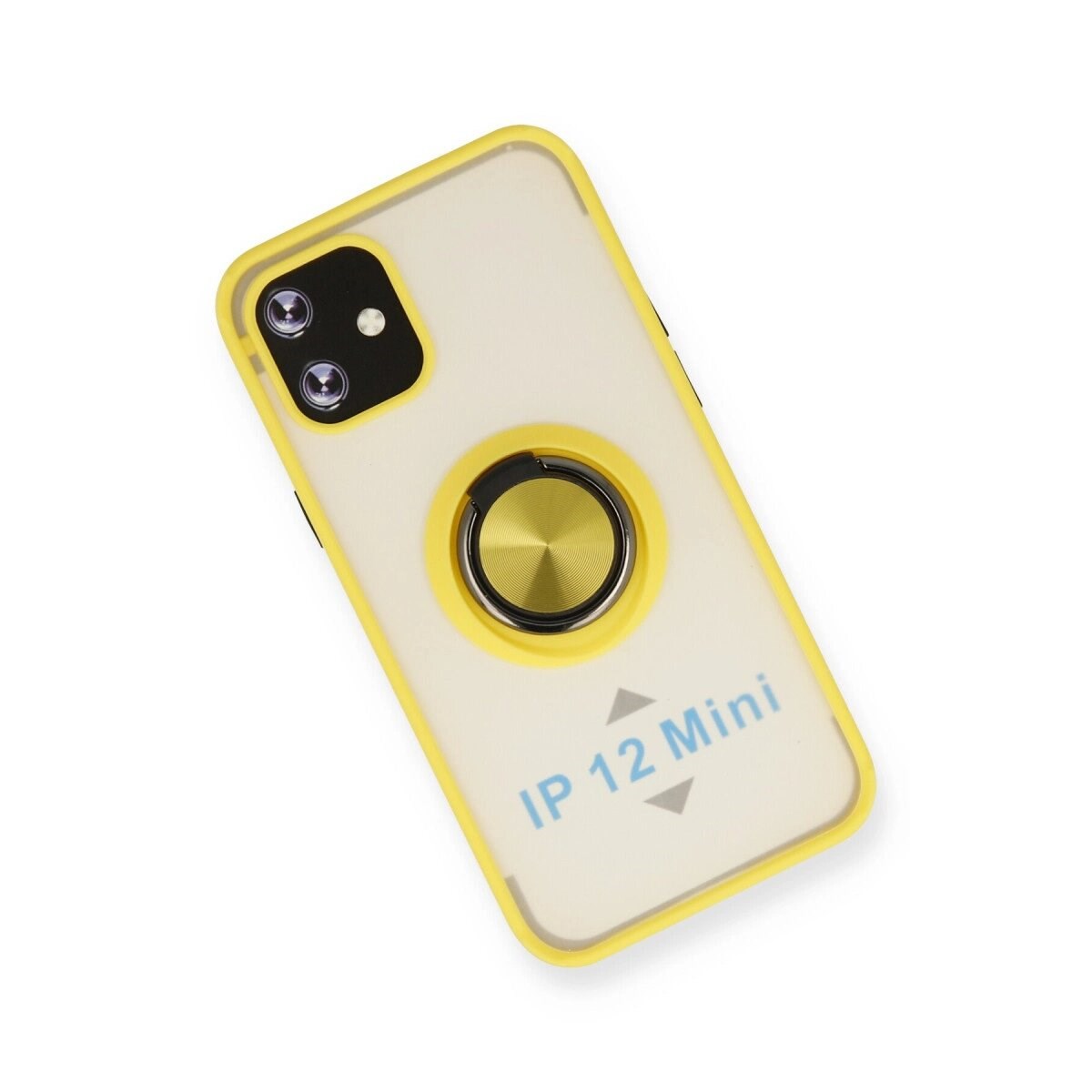 Apple İphone 12 Mini Kılıf Montreal Yüzüklü Silikon Kapak - Sarı