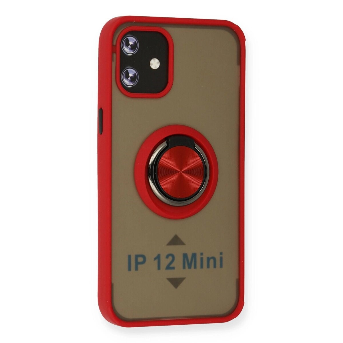 Apple İphone 12 Mini Kılıf Montreal Yüzüklü Silikon Kapak - Kırmızı