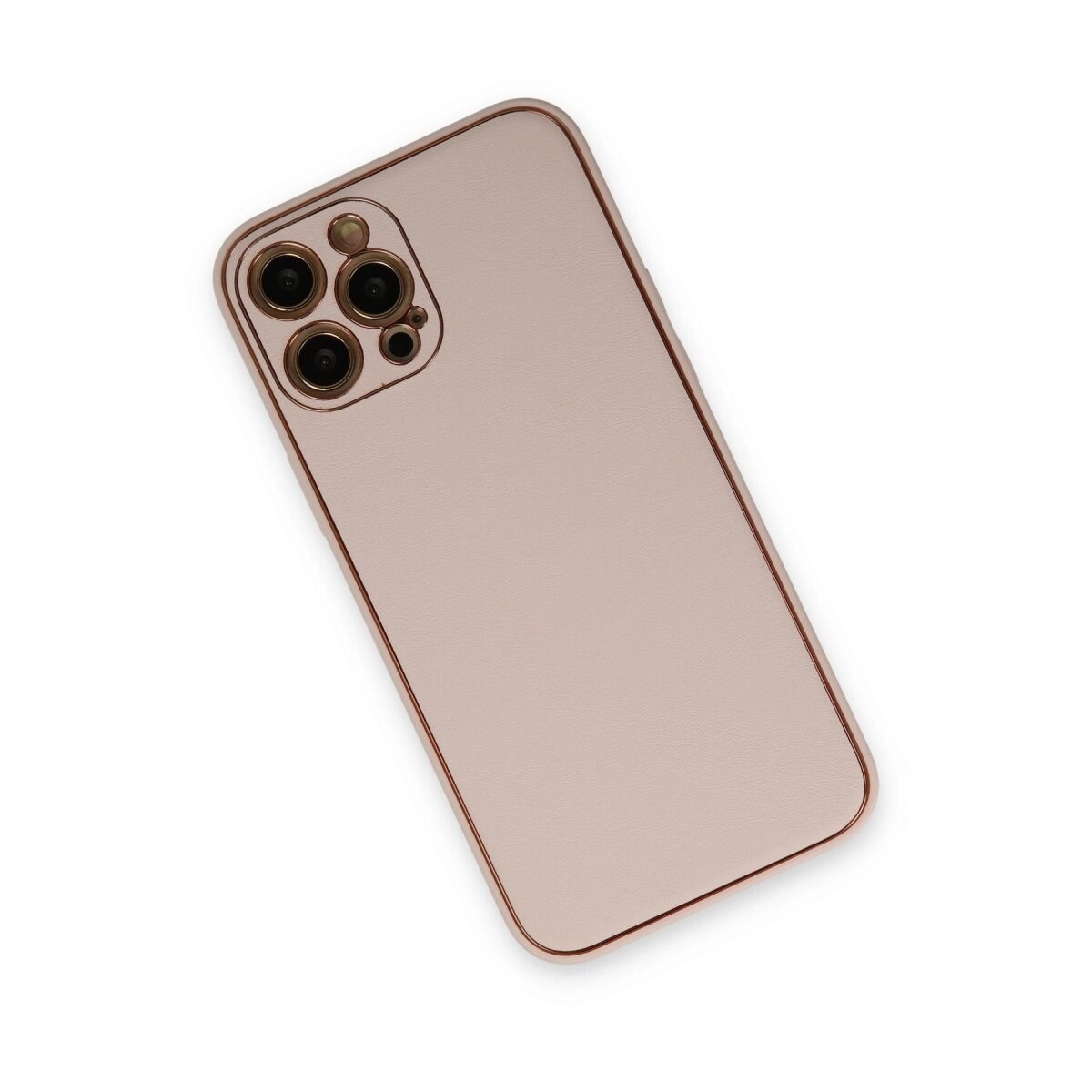 Apple İphone 12 Pro Kılıf Coco Deri Silikon Kapak - Pudra