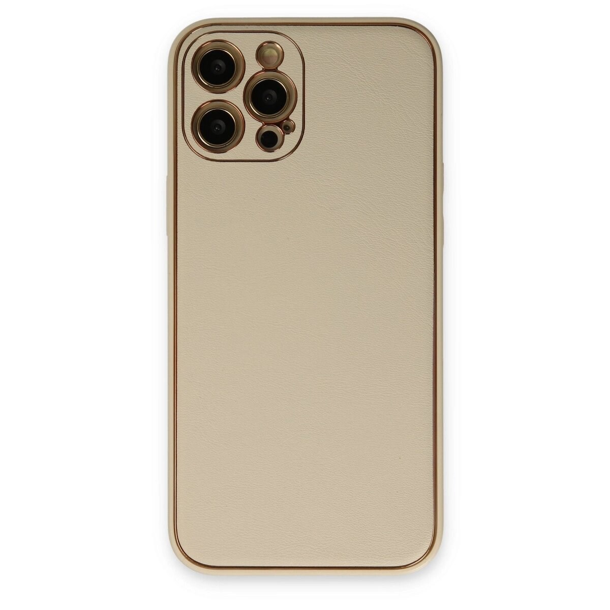 Apple İphone 12 Pro Kılıf Coco Deri Silikon Kapak - Gold