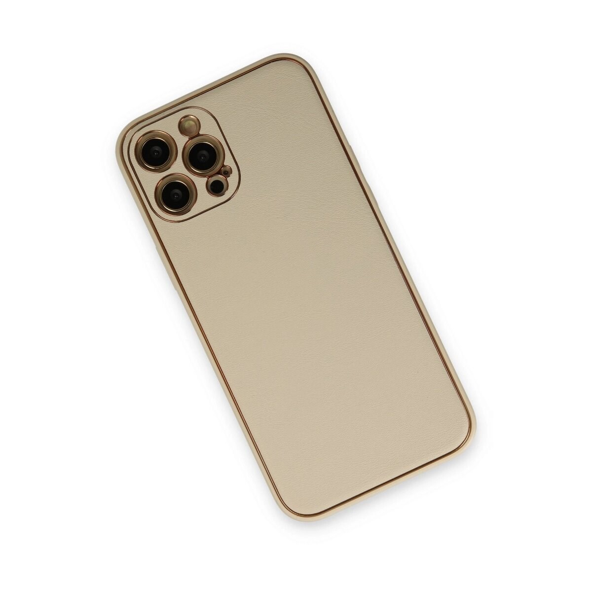 Apple İphone 12 Pro Kılıf Coco Deri Silikon Kapak - Gold