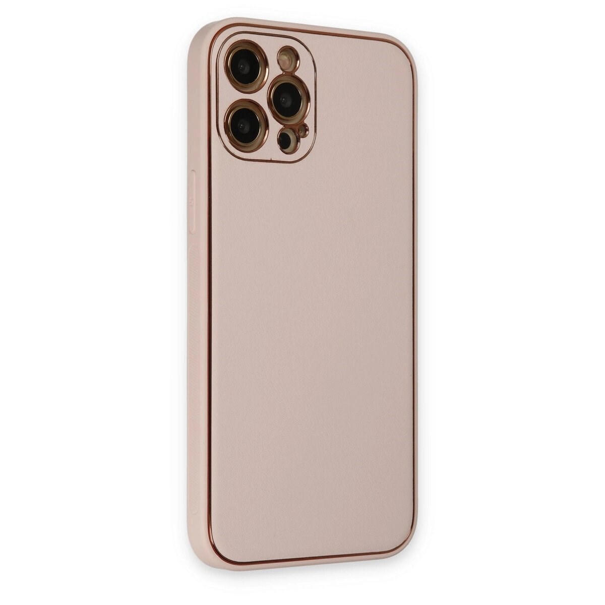Apple İphone 12 Pro Kılıf Coco Deri Silikon Kapak - Pudra