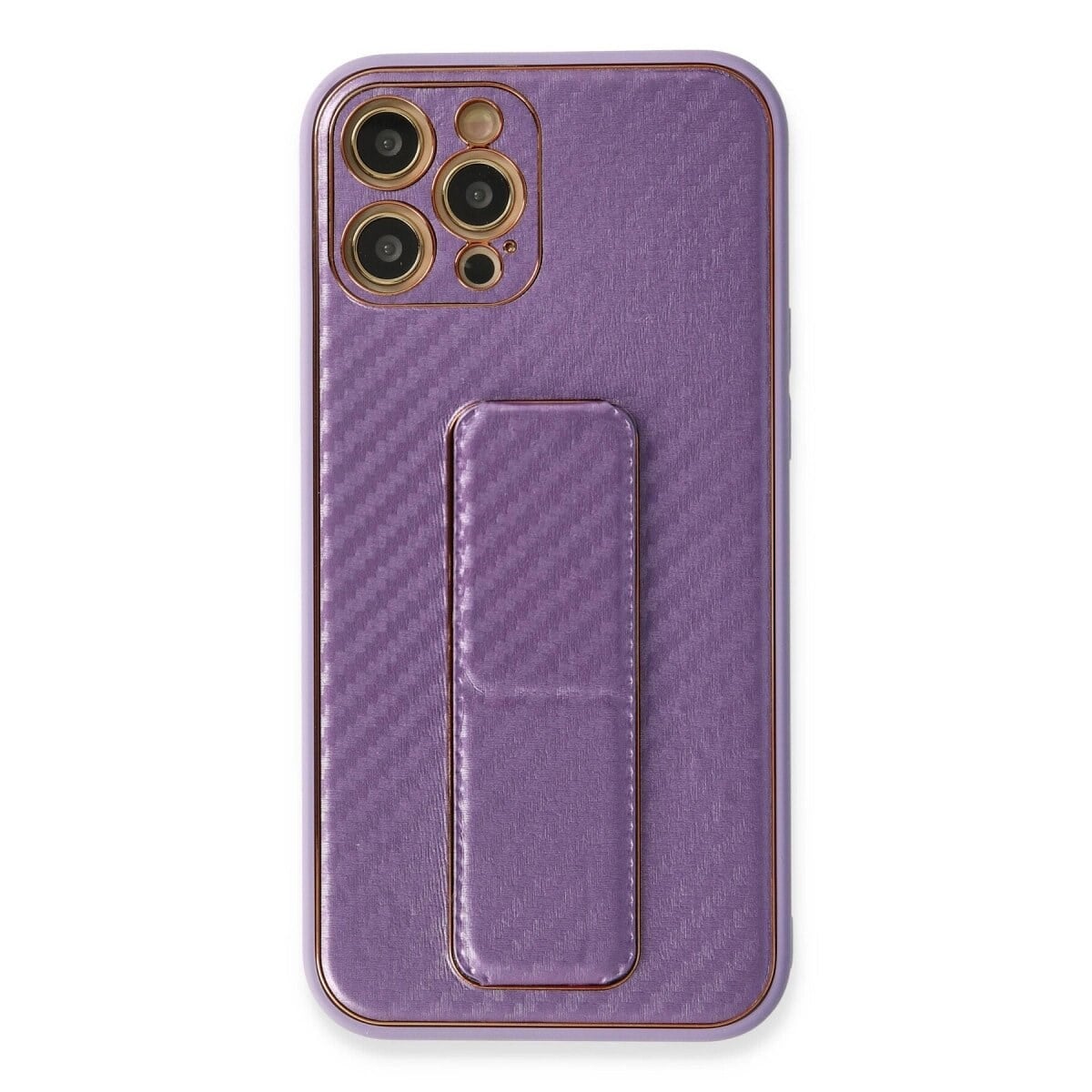 Apple İphone 12 Pro Kılıf Coco Karbon Standlı Kapak - Mor