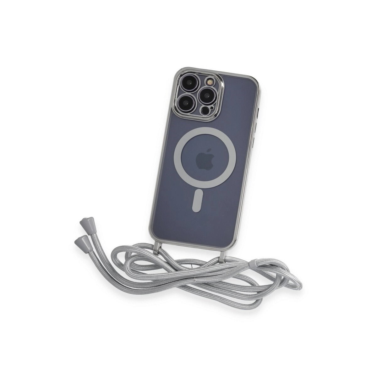 Apple İphone 12 Pro Kılıf Divo Lazer Askılı Magsafe Kapak - Gümüş