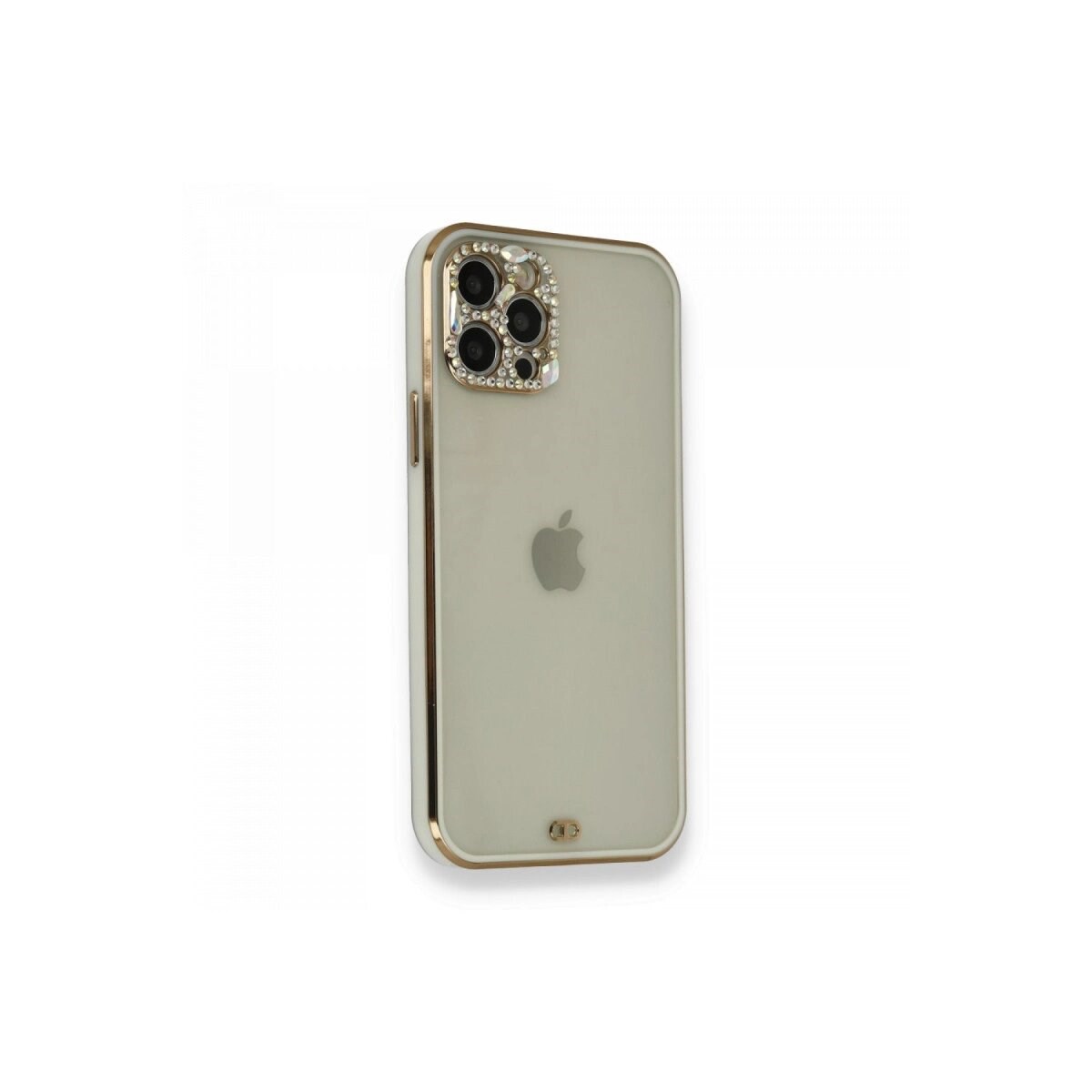 Apple İphone 12 Pro Kılıf Liva Taşlı Silikon - Beyaz