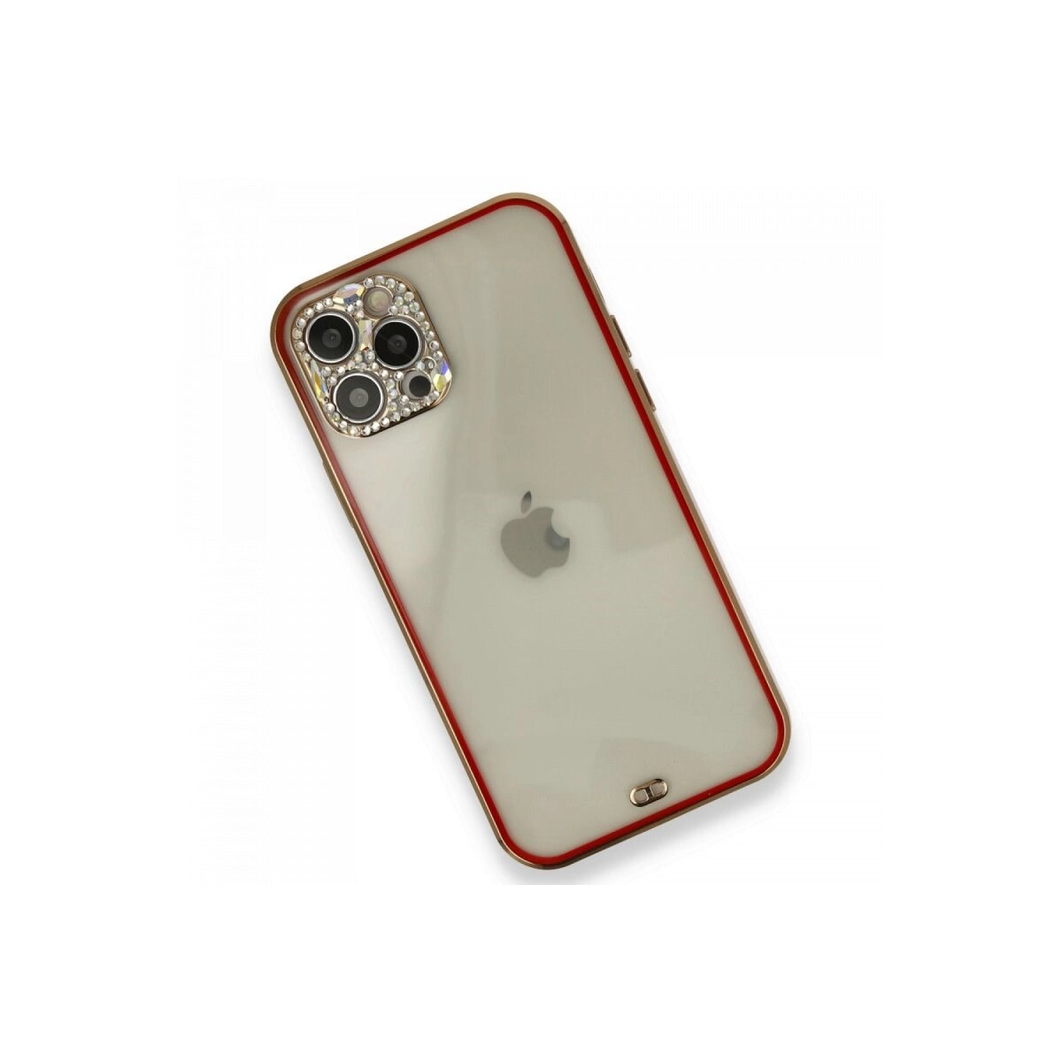 Apple İphone 12 Pro Kılıf Liva Taşlı Silikon - Kırmızı