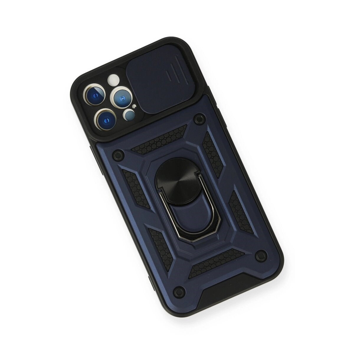 Apple İphone 12 Pro Kılıf Pars Lens Yüzüklü Silikon - Lacivert