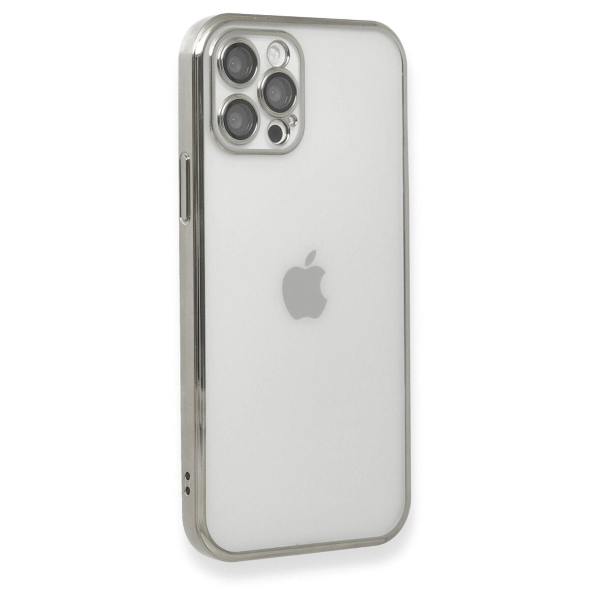 Apple İphone 12 Pro Kılıf Razer Lensli Silikon - Gümüş