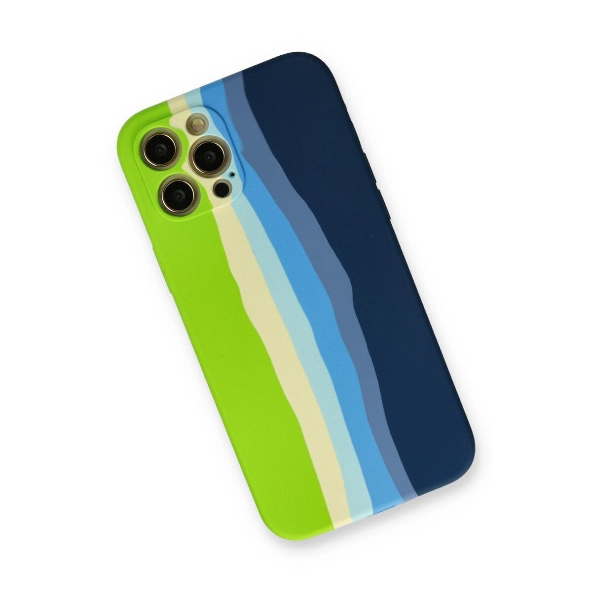 Apple İphone 12 Pro Max Kılıf Ebruli Lansman Silikon - Yeşil-koyu Yeşil