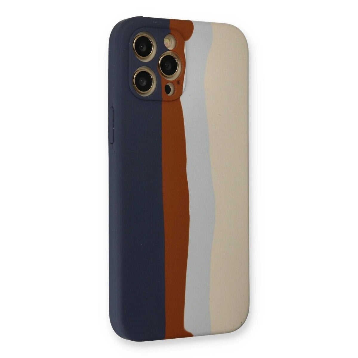 Apple İphone 12 Pro Max Kılıf Ebruli Lansman Silikon - Lacivert-krem