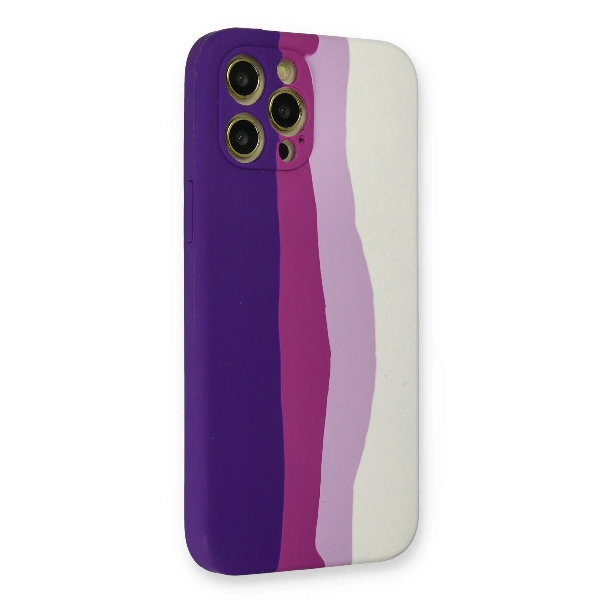 Apple İphone 12 Pro Max Kılıf Ebruli Lansman Silikon - Mor-beyaz