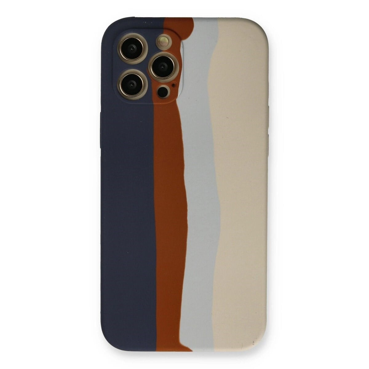 Apple İphone 12 Pro Max Kılıf Ebruli Lansman Silikon - Lacivert-krem