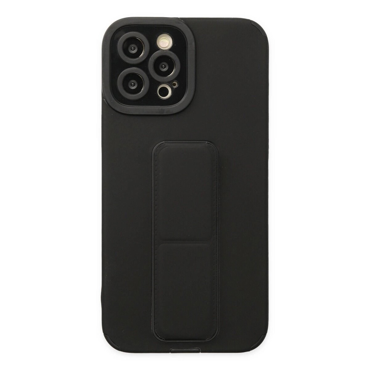 Apple İphone 12 Pro Max Kılıf Mega Standlı Silikon - Siyah