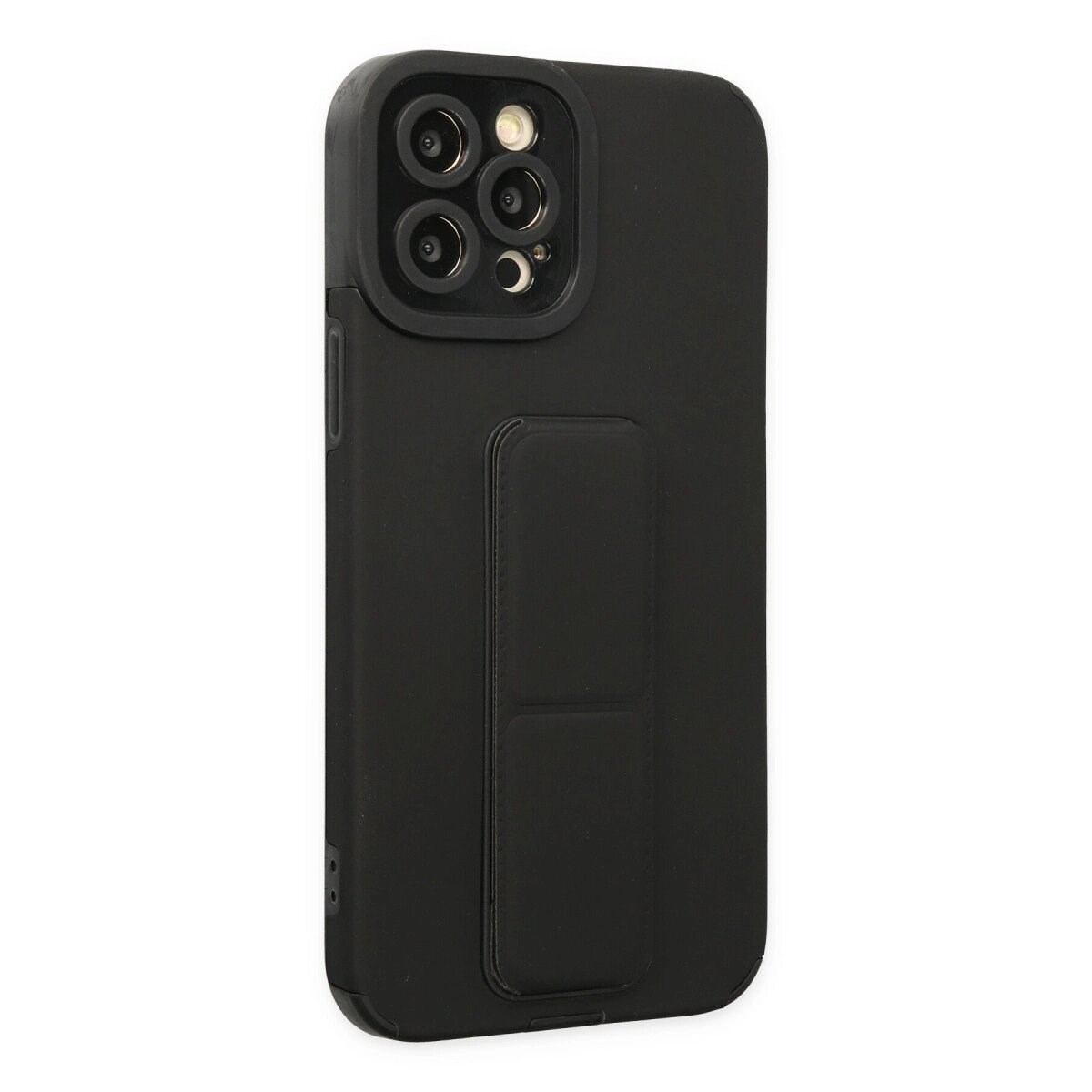 Apple İphone 12 Pro Max Kılıf Mega Standlı Silikon - Siyah
