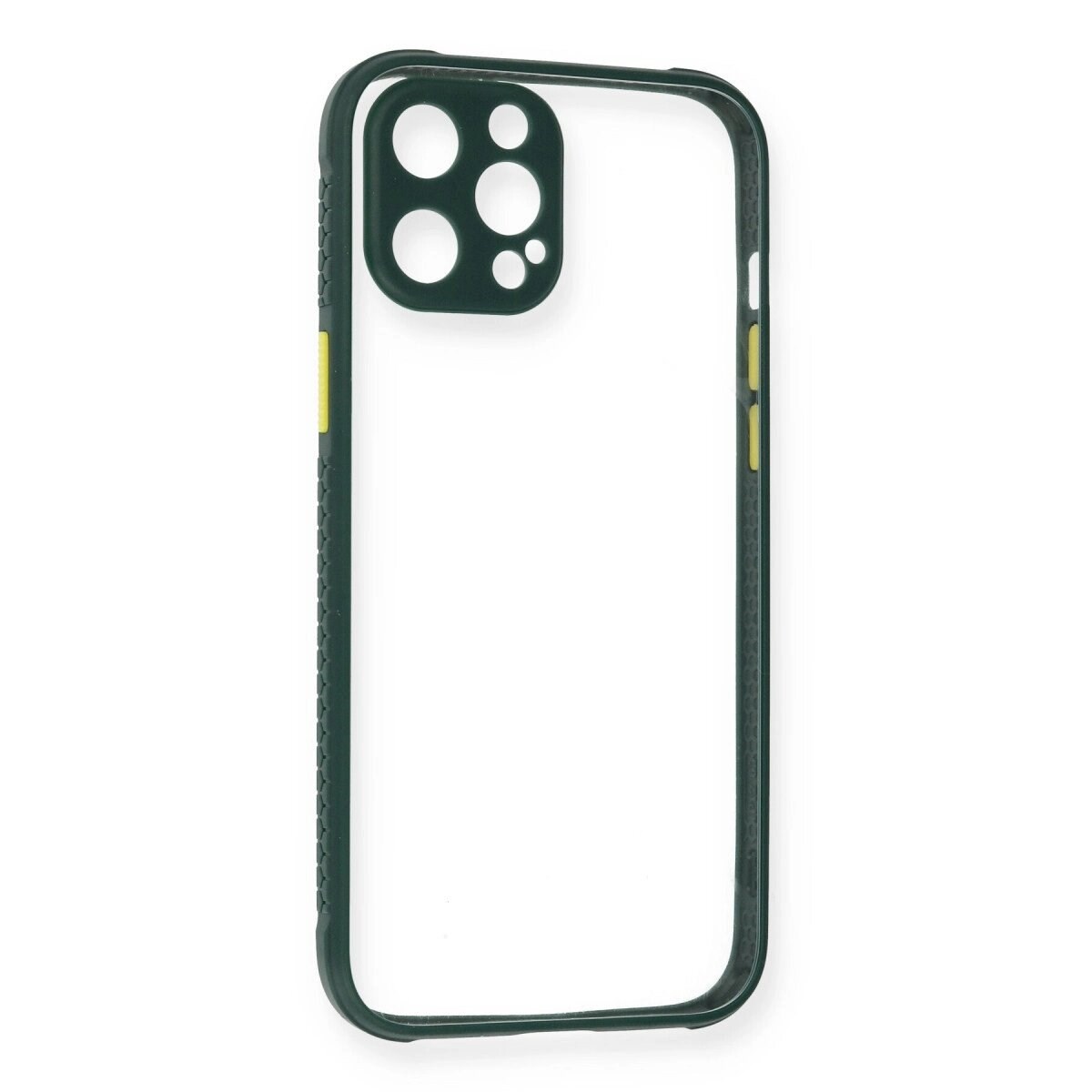 Apple İphone 12 Pro Max Kılıf Miami Şeffaf Silikon - Koyu Yeşil
