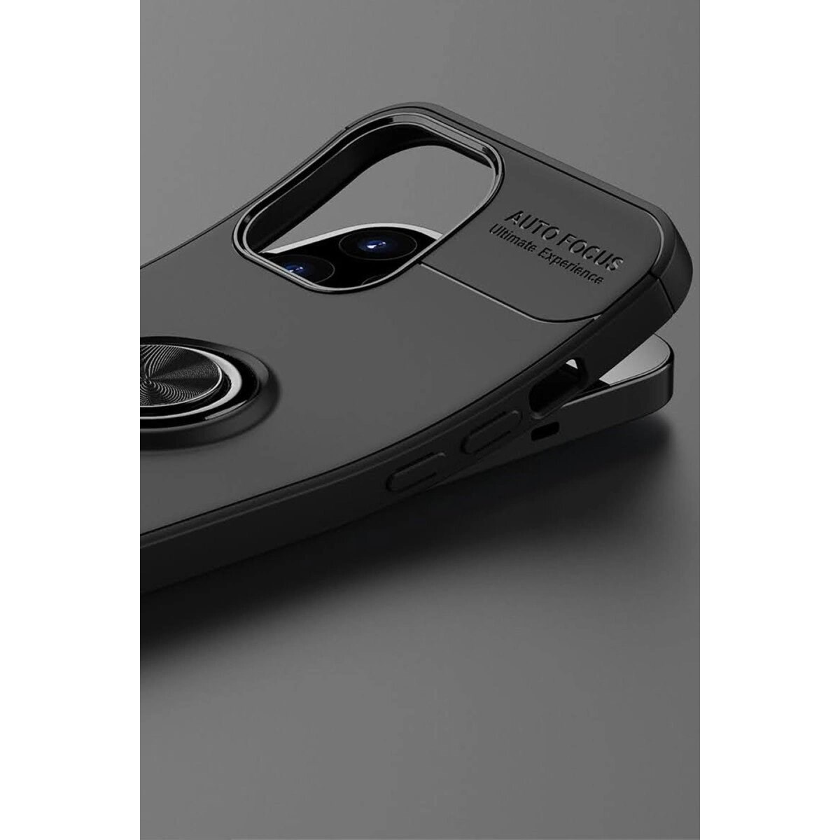 Apple İphone 12 Pro Max Kılıf Range Yüzüklü Silikon - Siyah-kırmızı
