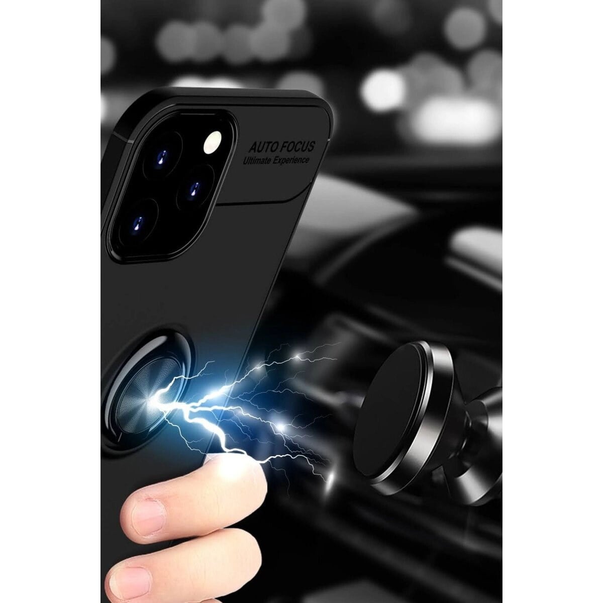 Apple İphone 12 Pro Max Kılıf Range Yüzüklü Silikon - Siyah-gold