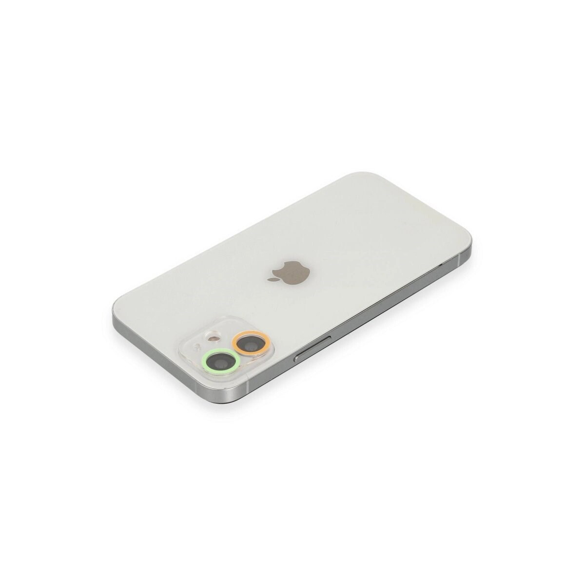 Apple İphone 12 Renkli Kamera Lens Koruma Cam - Turuncu-yeşil