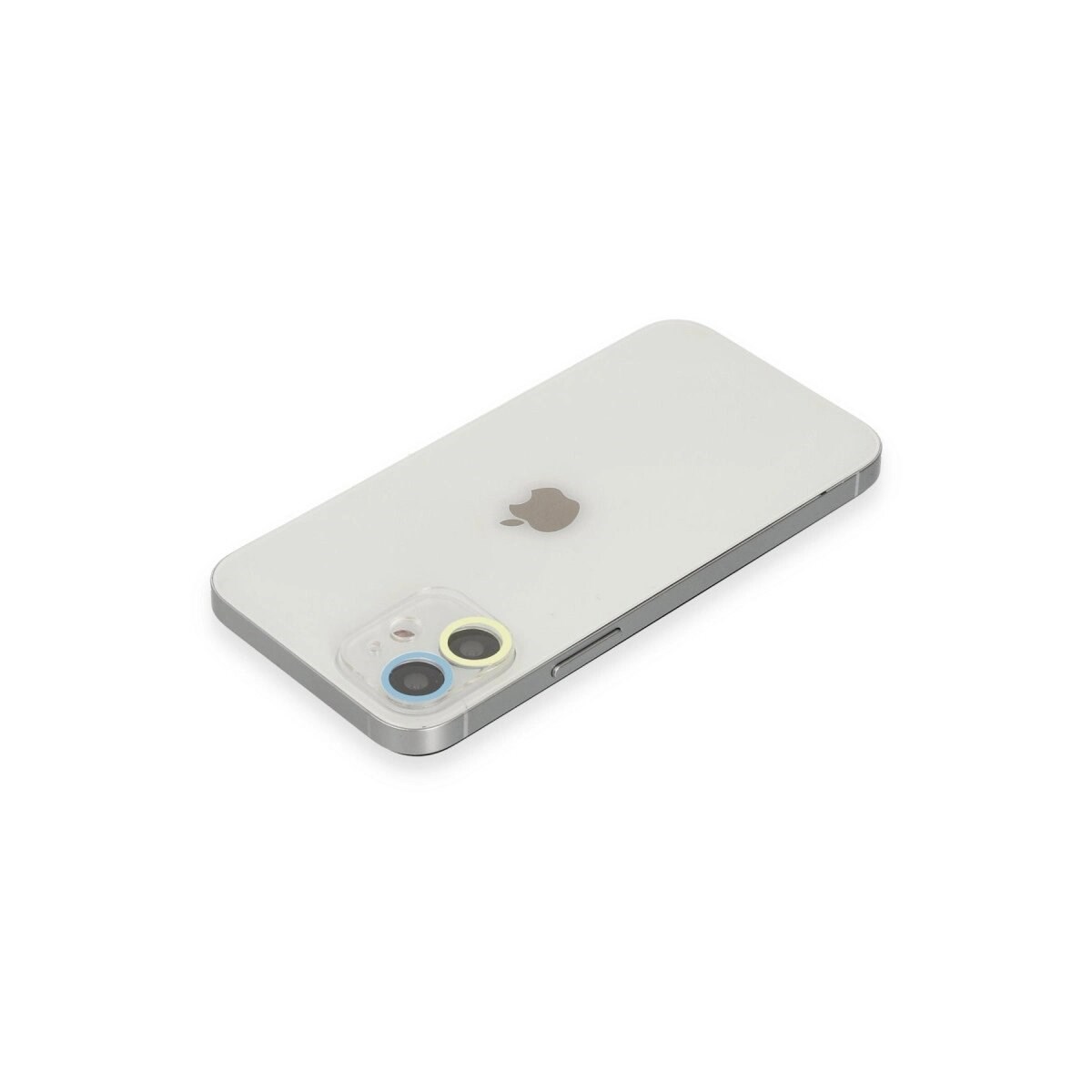 Apple İphone 12 Renkli Kamera Lens Koruma Cam - Sarı-mavi