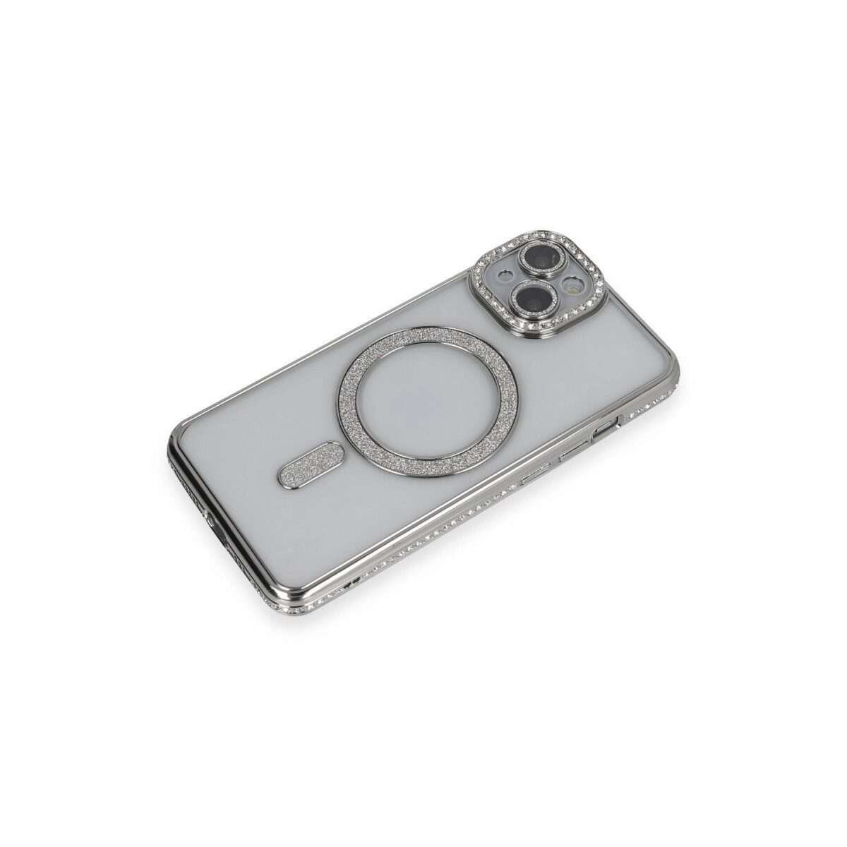 Apple İphone 13 Kılıf Joke Simli Magneticsafe Kılıf - Gümüş