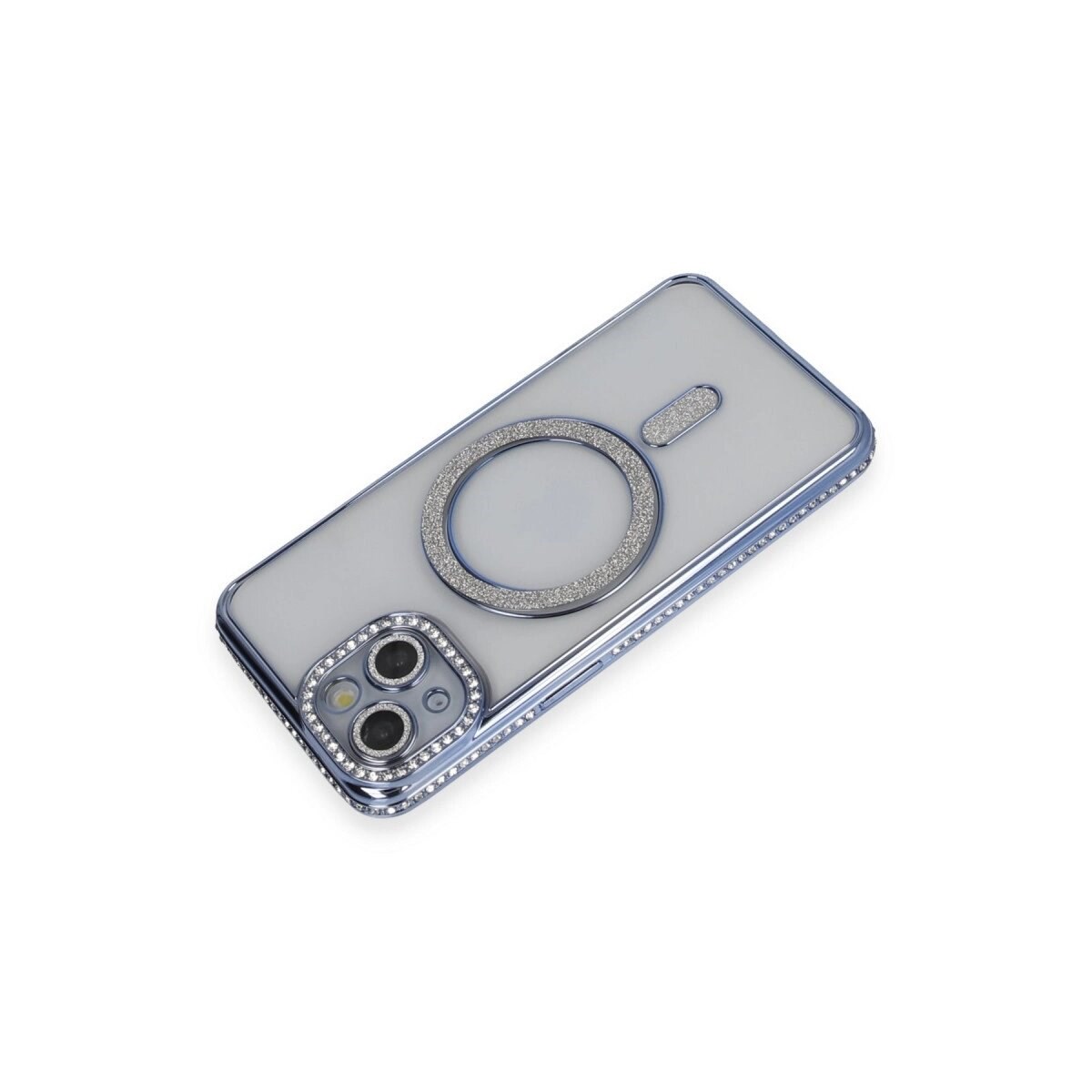 Apple İphone 13 Kılıf Joke Simli Magneticsafe Kılıf - Mavi