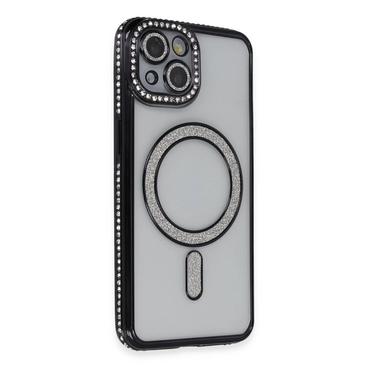Apple İphone 13 Kılıf Joke Simli Magneticsafe Kılıf - Siyah