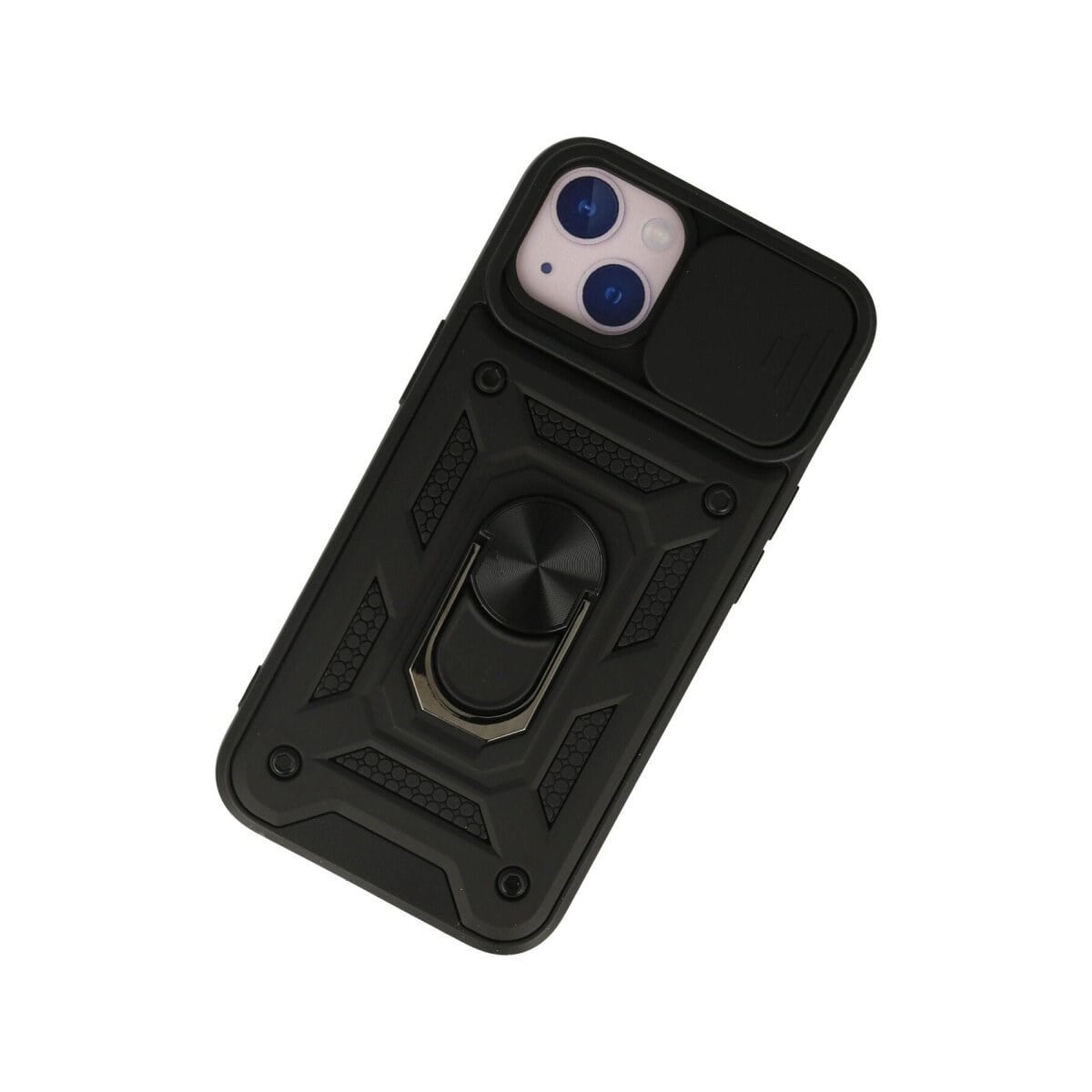 Apple İphone 13 Kılıf Pars Lens Yüzüklü Silikon - Siyah