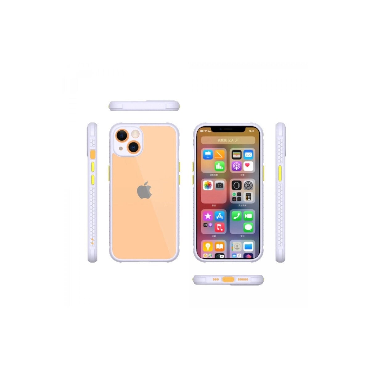 Apple İphone 13 Mini Kılıf Miami Şeffaf Silikon - Lila